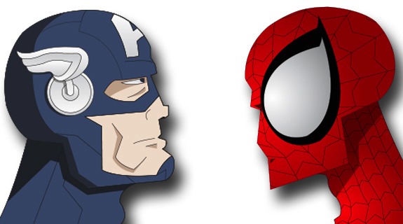 Captain America and Spidey Stare Down